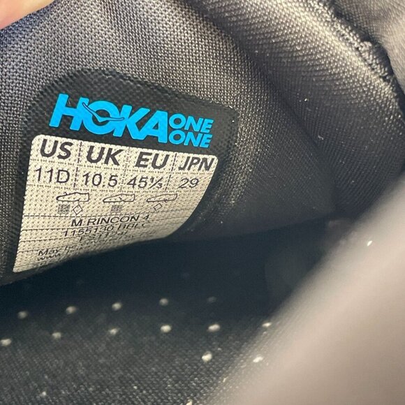 NEW Hoka One One Rincon 4 Men's Size 11D Running Shoes Black Lightweight Mesh - Picture 6 of 8